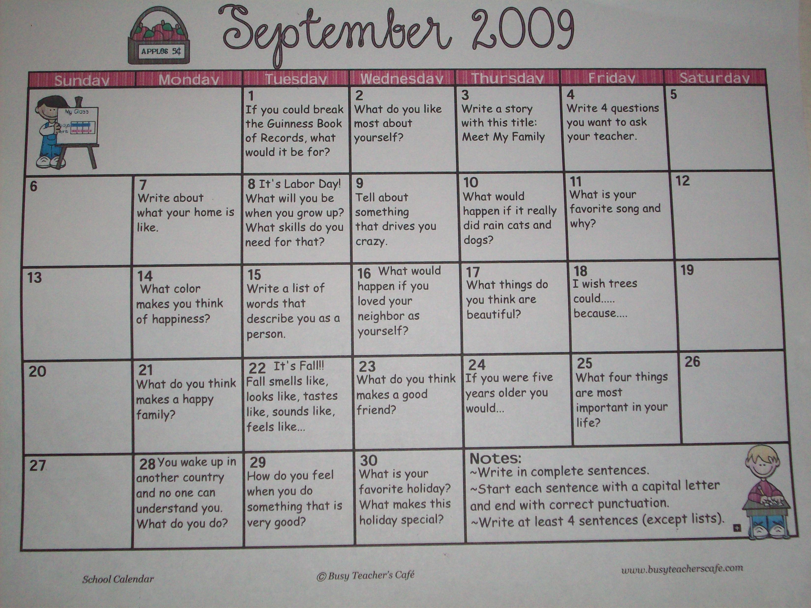 Make a Writing Prompt Calendar - Amy's Wandering Make a Writing Prompt Calendar - Amy's Wandering