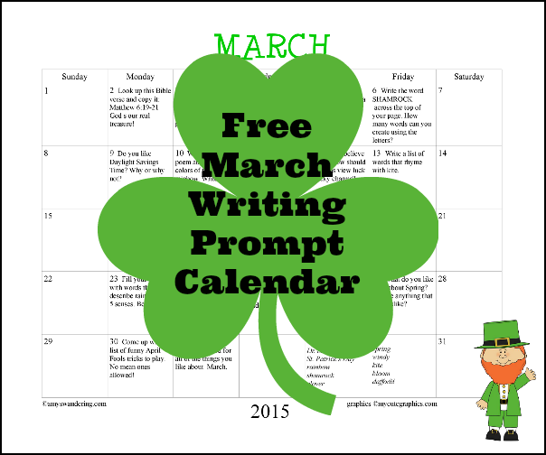 Free March Writing Prompt Calendar