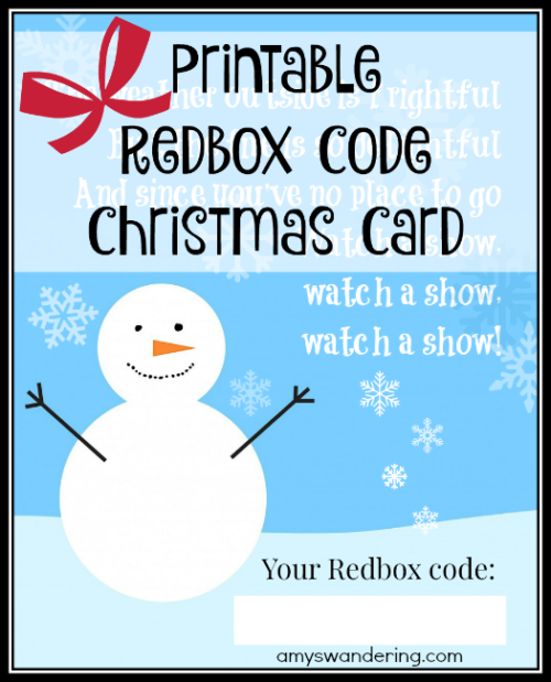 Free Printable Redbox Code Card
