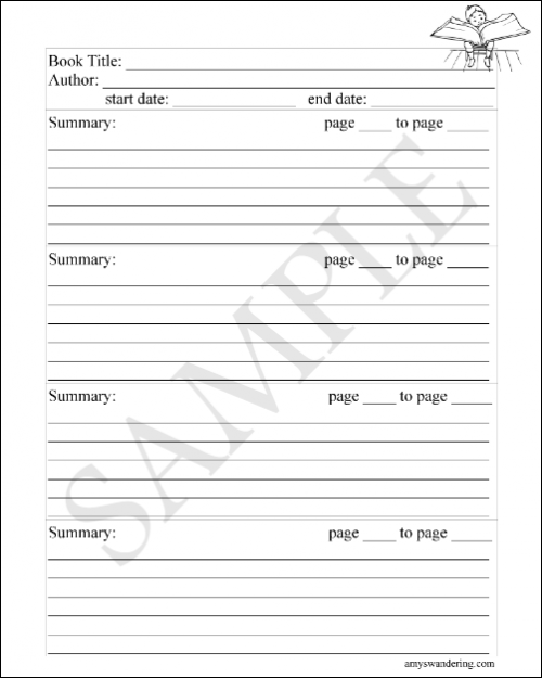 Free Printable Book Summary - Amy's Wandering